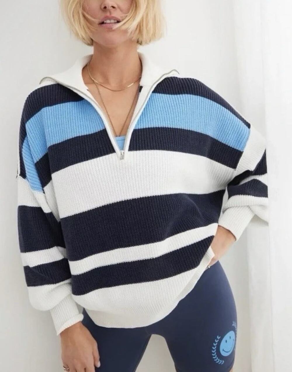 AERIE Beyond Quarter-Zip Sweater Oversized XS